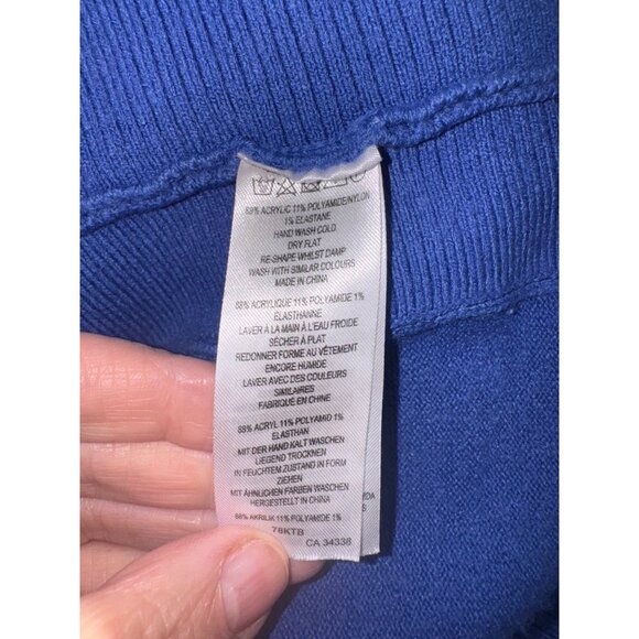 French Connection Cobalt Blue Cowlneck Slouch Long Split hem Sweater Cozy Casual - Picture 7 of 8